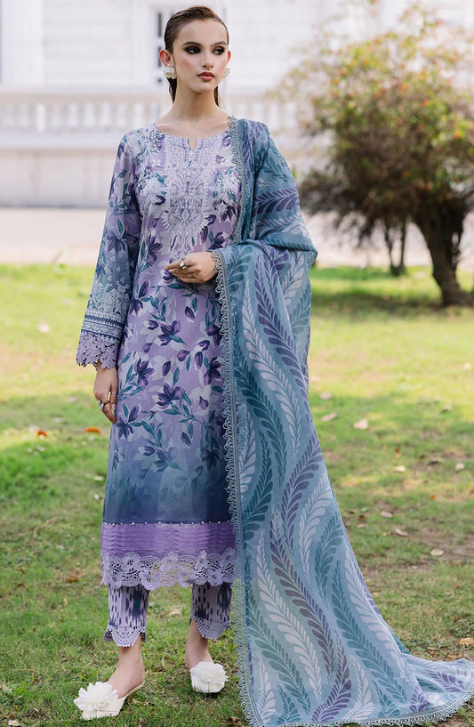 Nureh Chikankari Lawn Unstitched 3 Piece Suit - DD-02 - NU25DDCL - Purple - Summer Collection