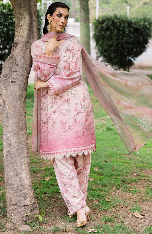 Nureh Chikankari Lawn Unstitched 3 Piece Suit - DD-01 - NU25DDCL - Pink - Summer Collection
