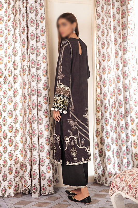Manzil - Khaddar and Linen Unstitched Collection D- ONYX DRAB - 2PC