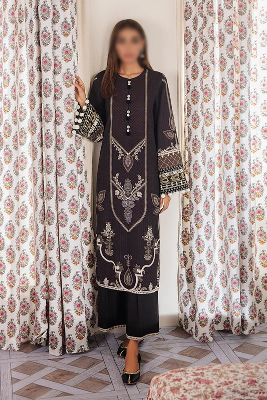 Manzil - Khaddar and Linen Unstitched Collection D- ONYX DRAB - 2PC