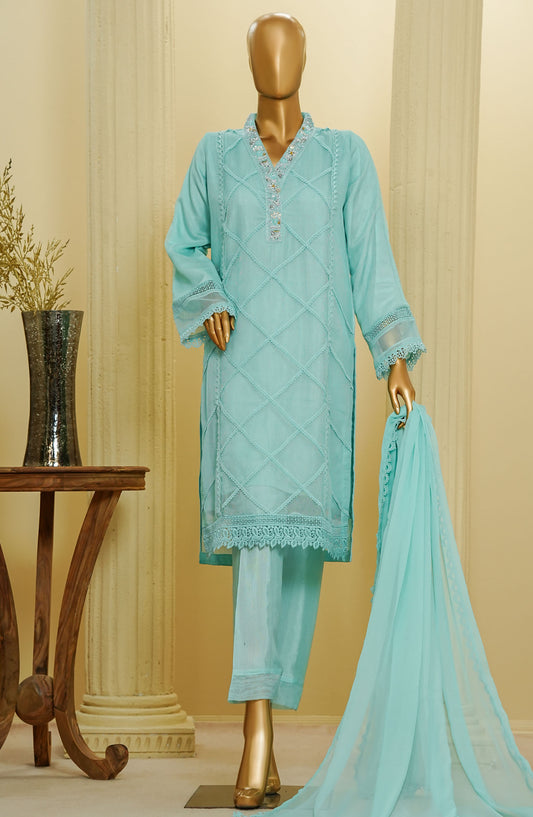 Opulent by Amna Khadija Embroidered Net Stitched 2 Piece Suit - OOPLEE-02 - AM25OOPLEE - Blue - Festive Collection