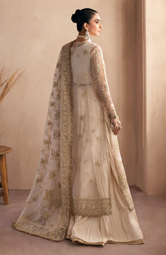 Emaan Adeel Embroidered Organza Unstitched 3 Piece - EA25C - Opaline - White - Formal Collection