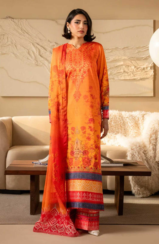 Nazm by Maryam N Maria Printed Silk Unstitched 3 Piece - OPHELIA - MS50457 - MNM25N - Orange - Festive Collection