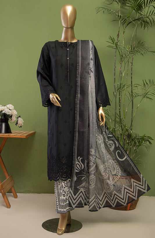 Oriental by HZ Textile Embroidered Lawn Unstitched 3 Piece Suit - OPK-22 - HZ25OPK - Black - Summer Collection