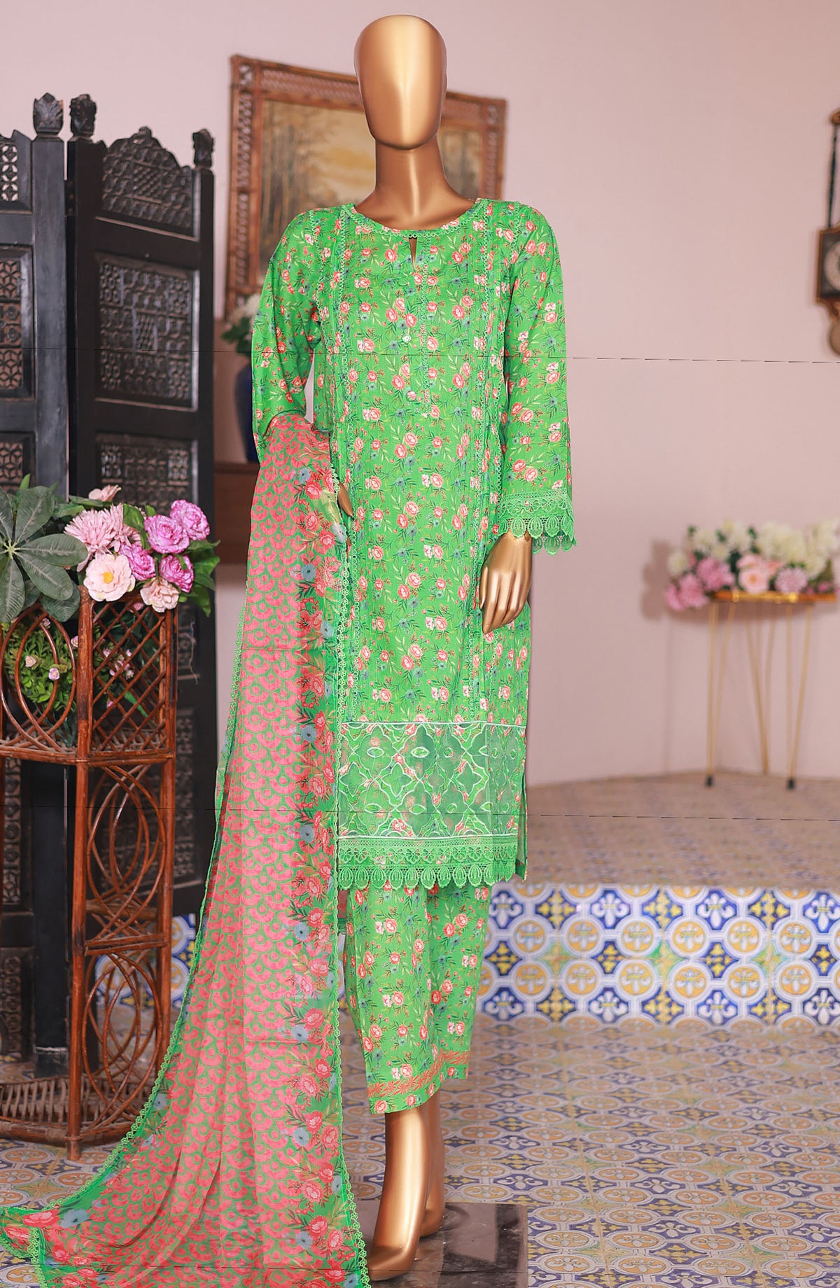 Oswah by Suntex Embroidered Lawn Stitched 3 Piece Suit - OS-2522K - SS25OLC - Green - Summer Collection