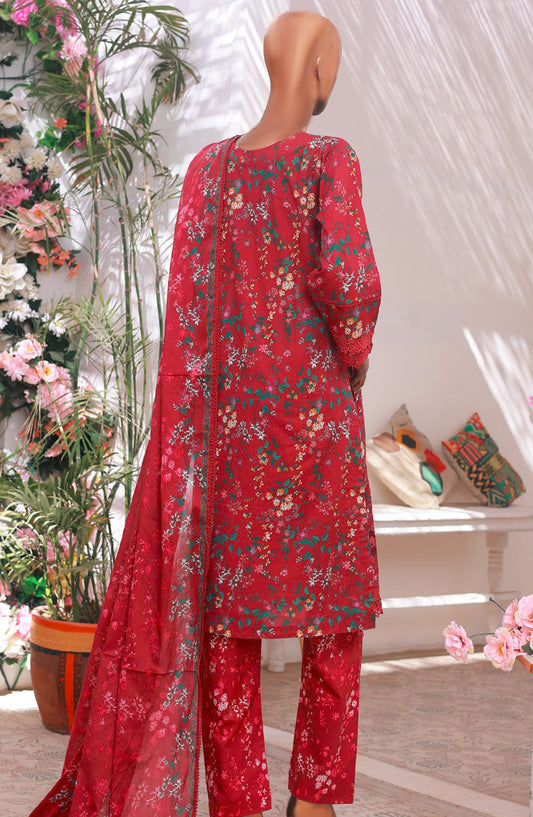 Oswah by Suntex Fabrics Printed Stitched 3 Piece Suit - OS- 2509 K - SS25O - Ruby - Summer Collection