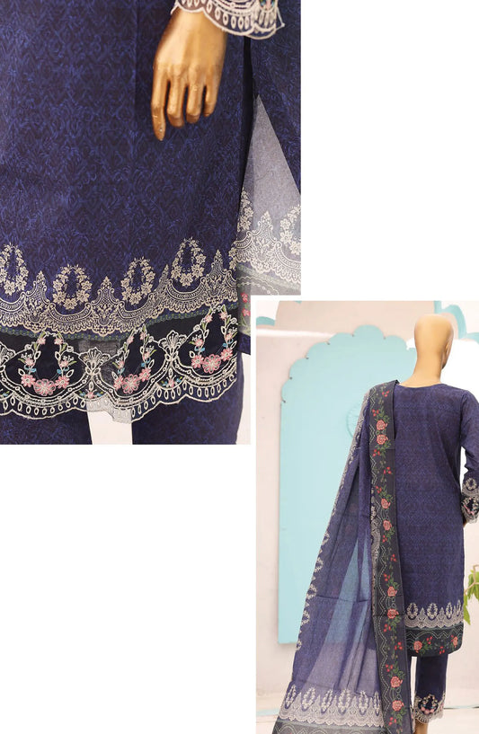 Oswah Women Embroidered Lawn Stitched Collection Vol 06 - OS 2430 K  Navy