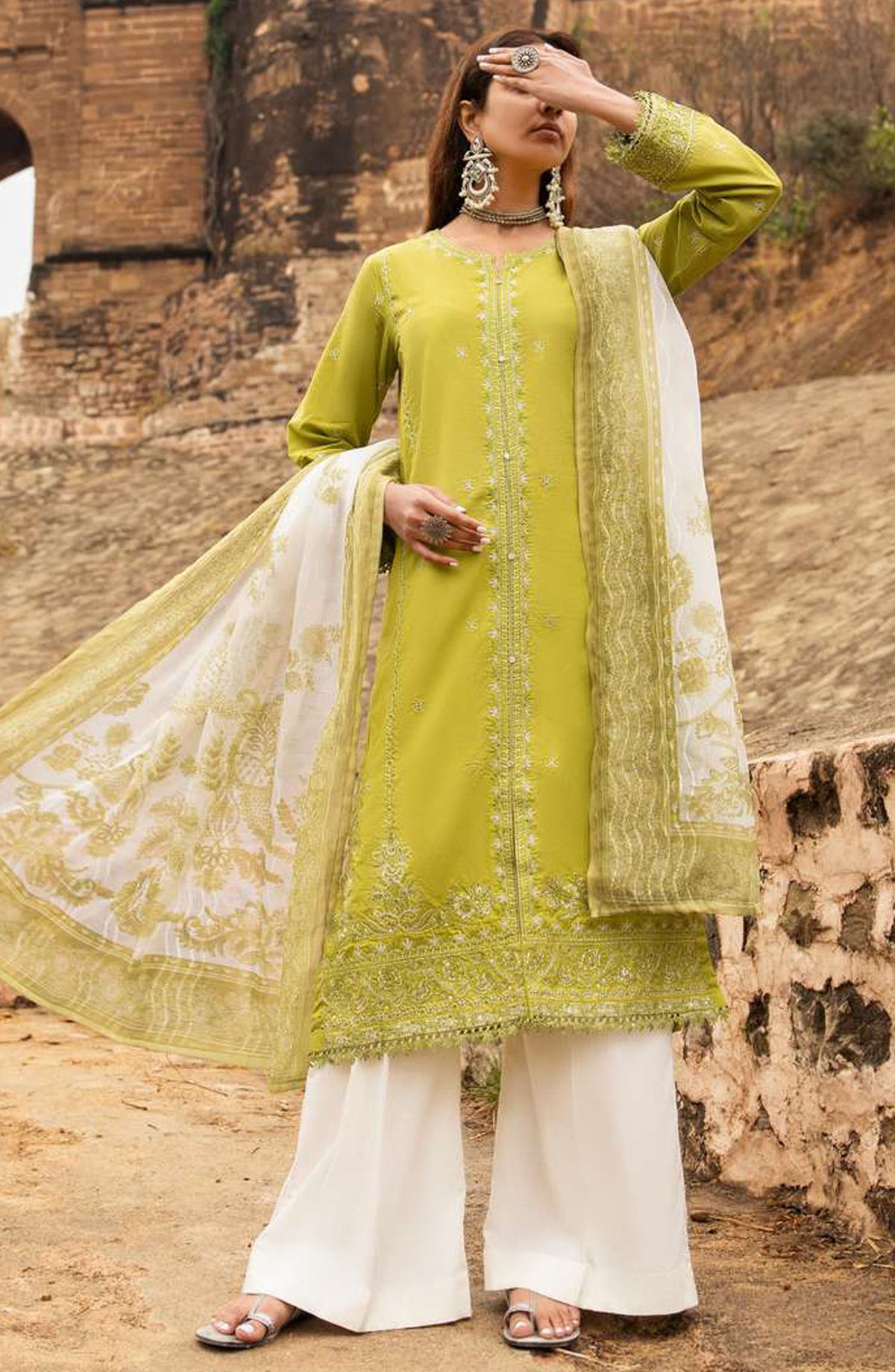 Sky Stories by Casual Lite Embroidered Cotton Lawn Stitched 3 Piece Suit - Outfit-02 - CL25SS - Green - Summer Collection