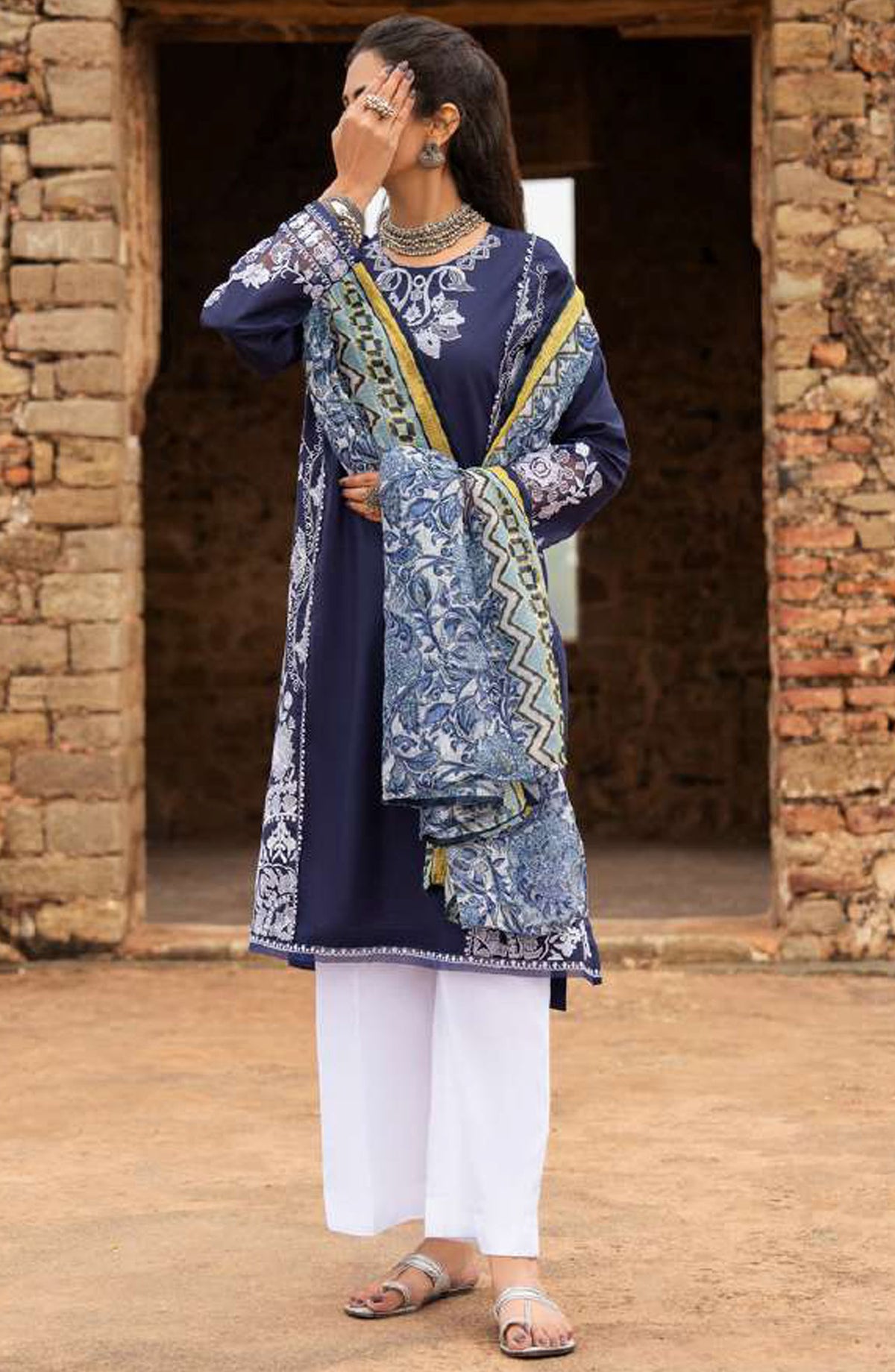 Sky Stories by Casual Lite Embroidered Cotton Lawn Stitched 3 Piece Suit - Outfit-06 - CL25SS - Blue - Summer Collection
