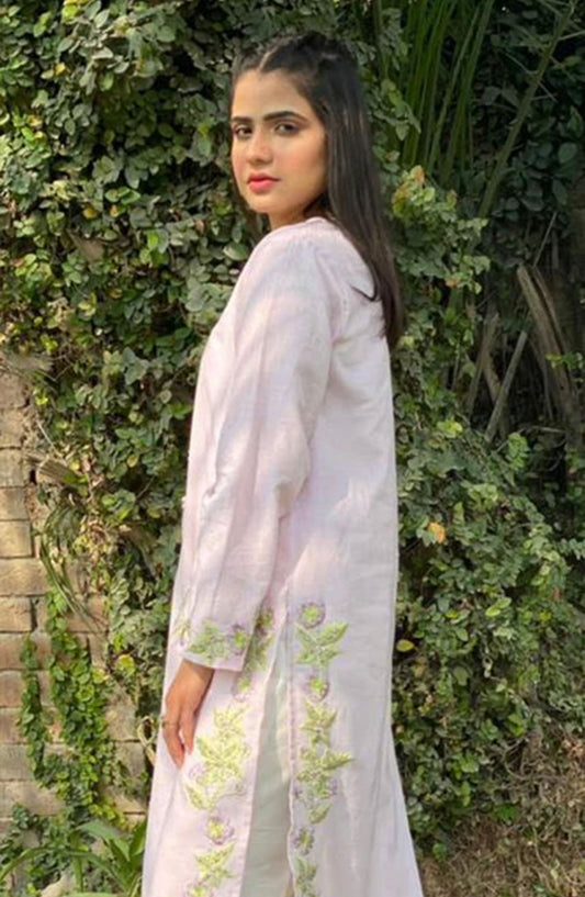 Hues Atelier Casual Cotton Lawn Stitched 2 Piece - Pastel Pink Sheesha - HA25BP - Pastel Pink - Casual Collection