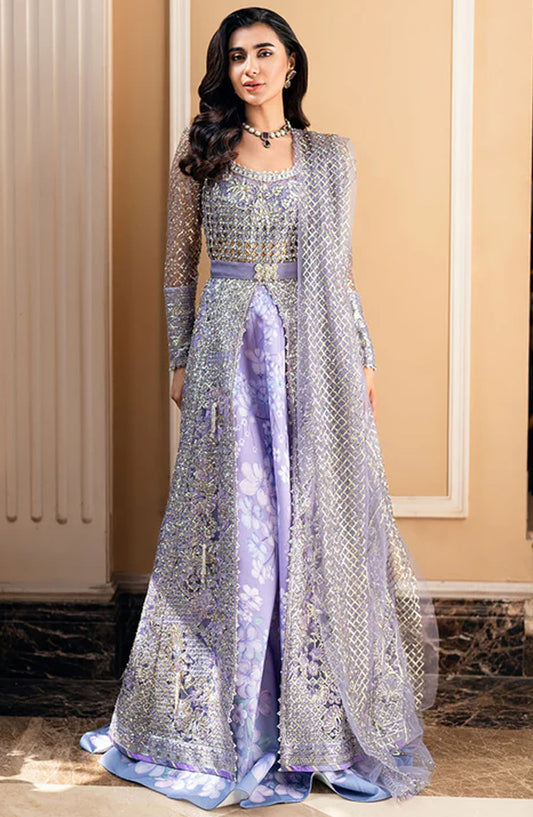 Mushq Embroidered Net Unstitched 4 Piece - Payaal - MQ25M - Purple - Formal Collection