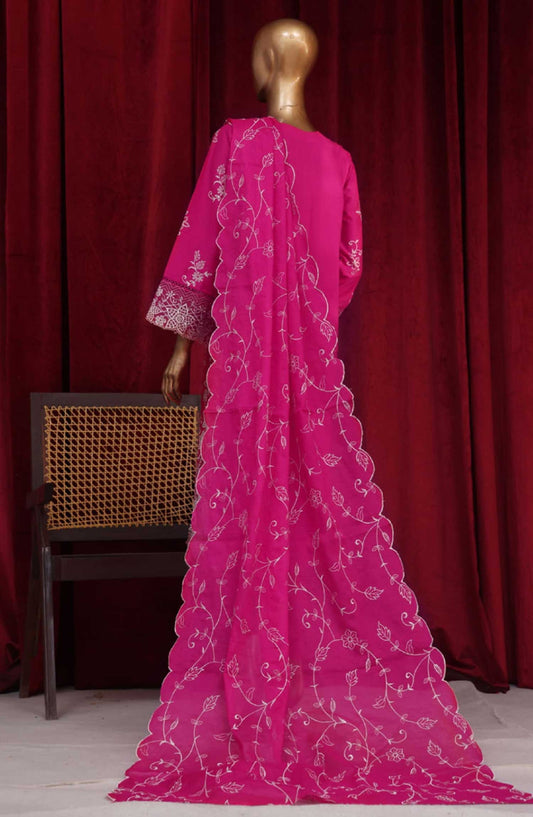 Bin Saeed Embroidered Lawn Stitched 3 Piece - PC 28620 - BS25LF - Hot Pink - Summer Collection