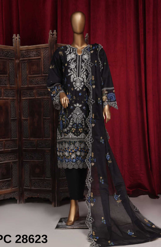 Bin Saeed Embroidered Lawn Stitched 3 Piece - PC 28623 - BS25LF - Black - Summer Collection