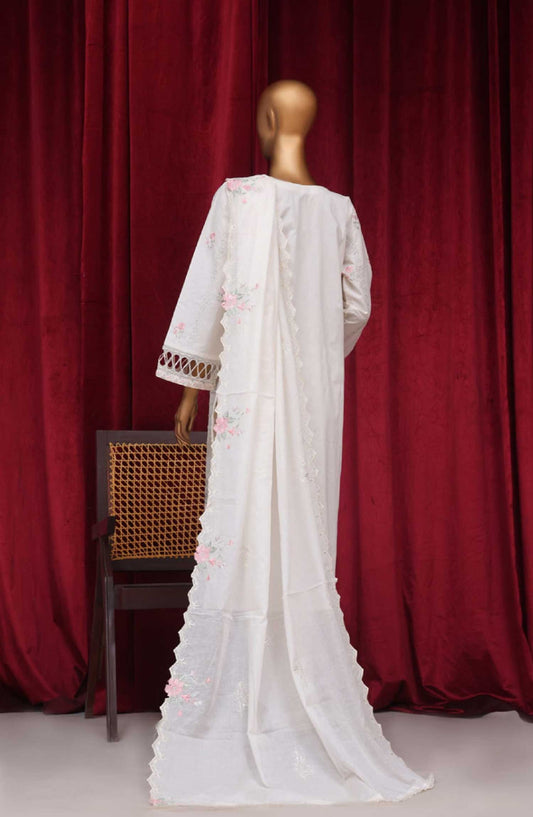 Bin Saeed Embroidered Lawn Stitched 3 Piece - PC 28627 - BS25LF - White - Summer Collection
