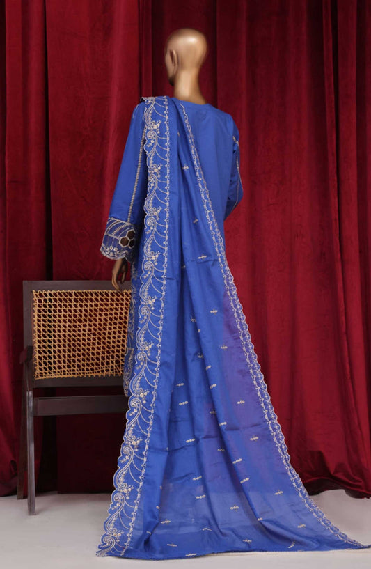 Bin Saeed Embroidered Lawn Stitched 3 Piece - PC 28665 - BS25LF - Dark Blue - Summer Collection