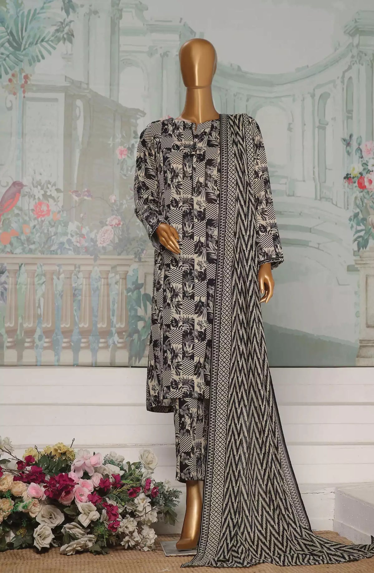 HZ Platinum Co Ords Autumn 3 Pcs Printed Collection - PCC-226 A
