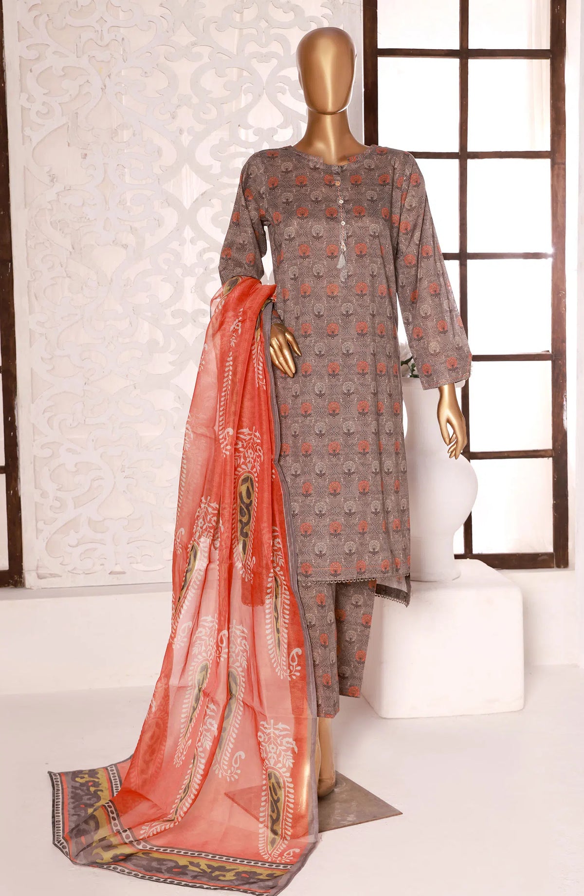 HZ Kaavish RTW Printed Co Ords Collection 2024 - PCD 402 grey