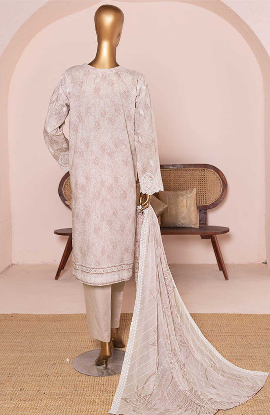 HZ Textile Chikankari Lawn Unstitched 3 Piece Suit - PCE 954 - HZ25CEL - Silver Grey - Summer Collection