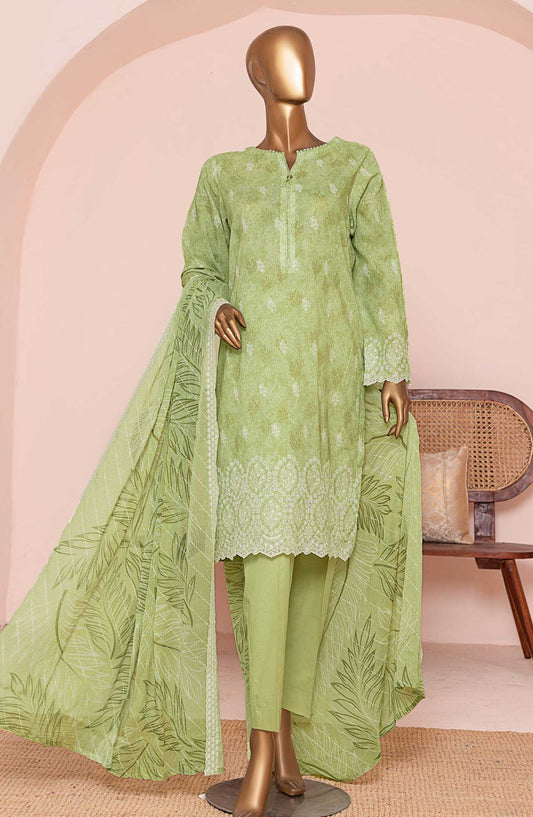 HZ Textile Chikankari Lawn Unstitched 3 Piece Suit - PCE 955 - HZ25CEL - Green - Summer Collection