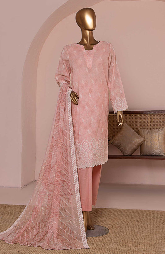 HZ Textile Chikankari Lawn Unstitched 3 Piece Suit - PCE 957 - HZ25CEL - Light Pink - Summer Collection