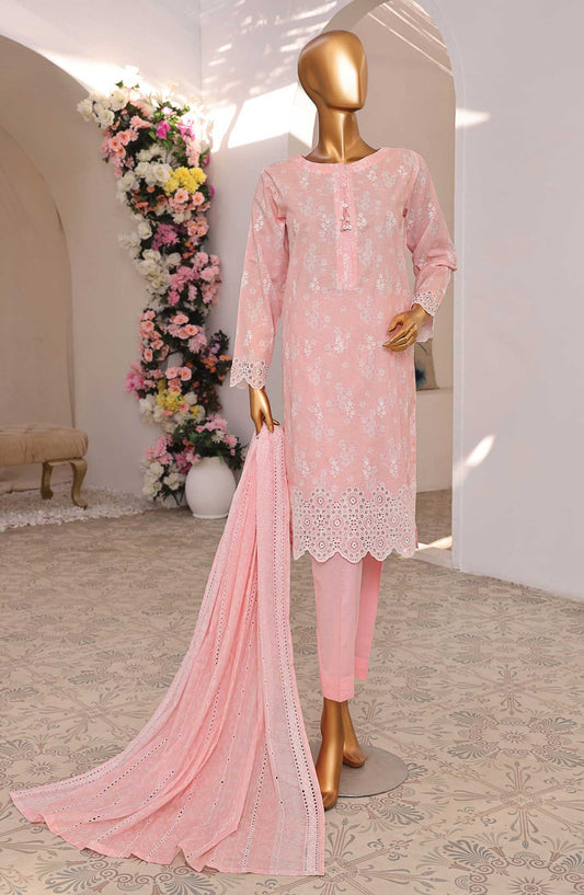 HZ Textile Chikankari Lawn Stitched 3 Piece Suit - PCK 102 Pastel Pink - HZ25PK - Pastel Pink - Summer Collection
