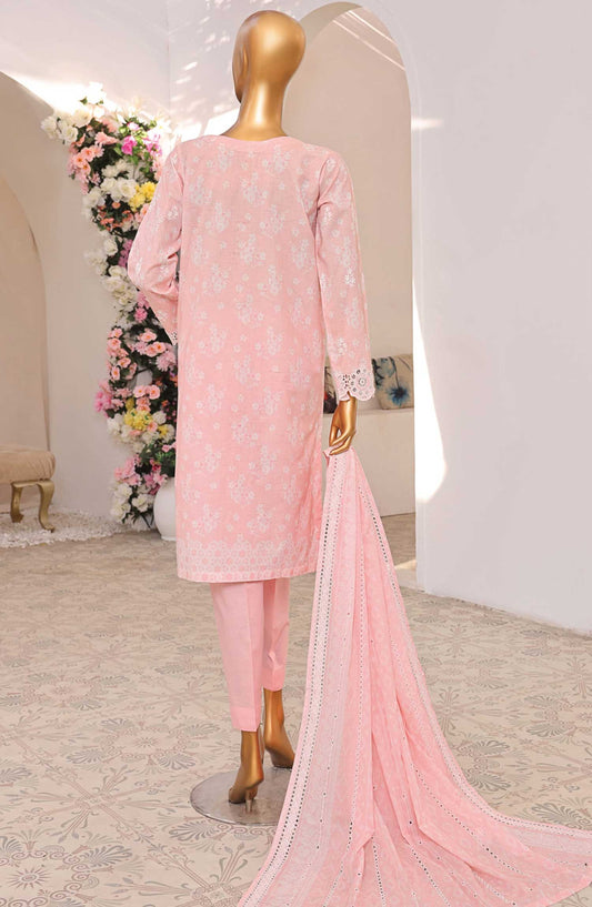 HZ Textile Chikankari Lawn Stitched 3 Piece Suit - PCK 102 Pastel Pink - HZ25PK - Pastel Pink - Summer Collection