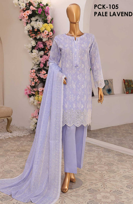 HZ Textile Chikankari Lawn Stitched 3 Piece Suit - PCK 105 Lavender - HZ25PK - Lavender - Summer Collection