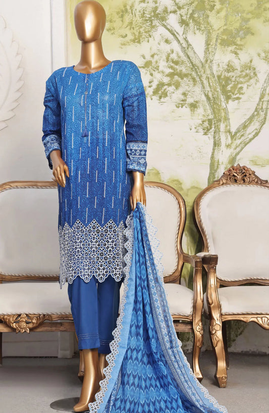 HZ RTW Printkari Embroidered Dupatta Collection - PCL-401 BLUE