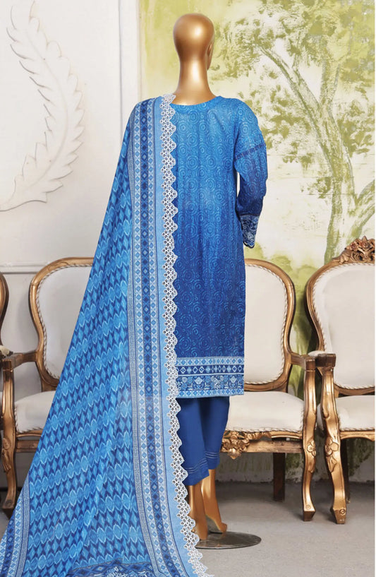 HZ RTW Printkari Embroidered Dupatta Collection - PCL-401 BLUE