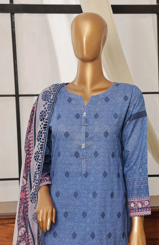 HZ RTW Printkari Embroidered Dupatta Collection - PCL-403 DULL BLUE