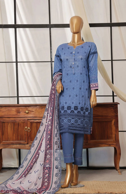 HZ RTW Printkari Embroidered Dupatta Collection - PCL-403 DULL BLUE