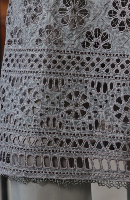 HZ RTW Printkari Embroidered Dupatta Collection - PCL-404 GREY
