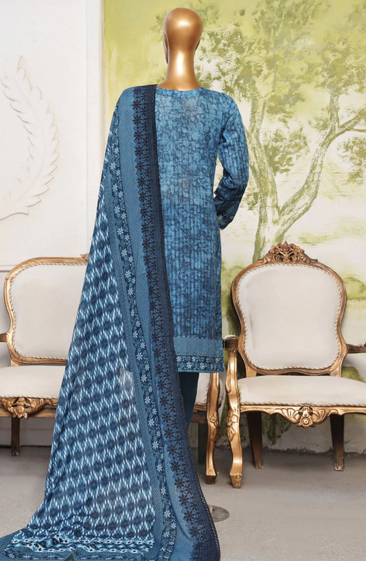 HZ RTW Printkari Embroidered Dupatta Collection - PCL-407 INK BLUE