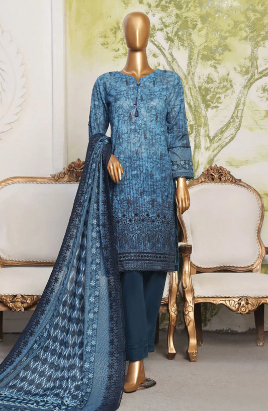 HZ RTW Printkari Embroidered Dupatta Collection - PCL-407 INK BLUE