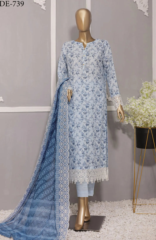 HZ Dhagakari Printed Embroidered Lawn Collection - PDE 739