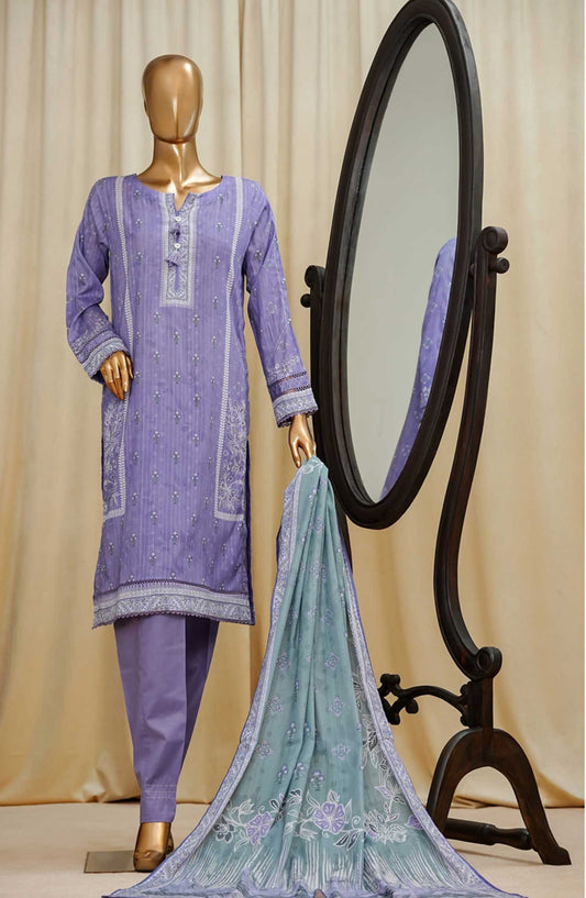 Gardenia by HZ Textile Printed Swiss Lawn Stitched 3 Piece - PDL-710 PURPLE - HZ25PDL - Summer Collection