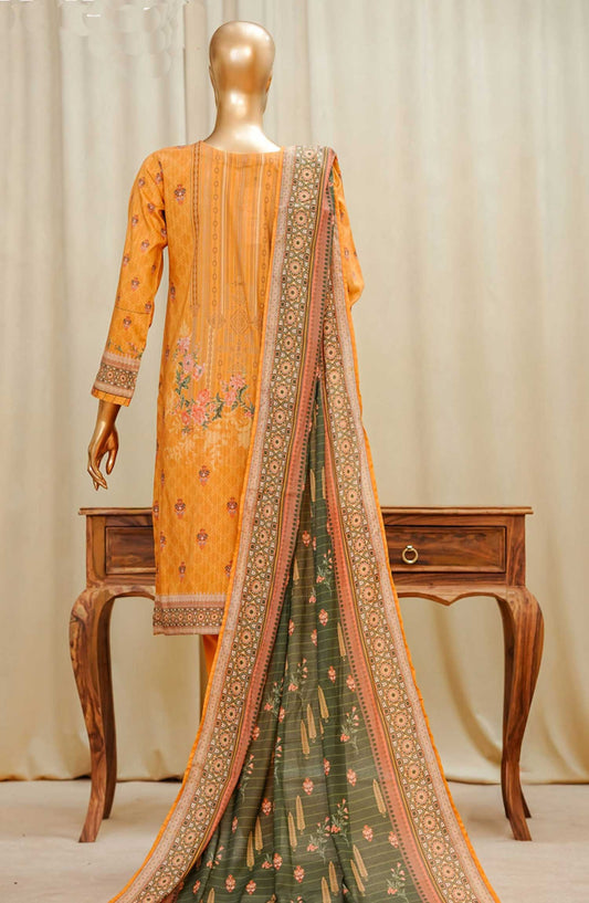 Gardenia by HZ Textile Printed Swiss Lawn Stitched 3 Piece - PDL-711 MUSTARD - HZ25PDL - Summer Collection