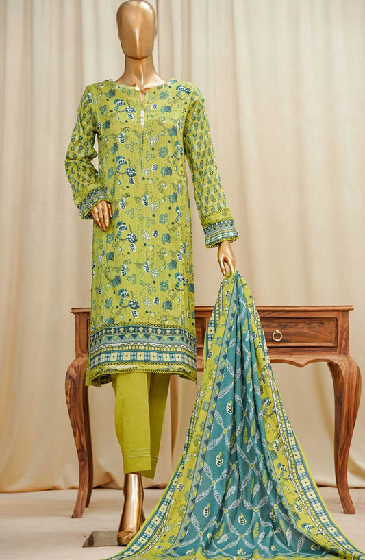 Gardenia by HZ Textile Printed Swiss Lawn Stitched 3 Piece - PDL-713 PARROT GREEN - HZ25PDL - Summer Collection