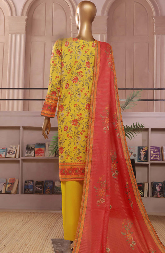Aashkaaar by HZ Textile Embroidered Lawn Stitched 3 Piece Suit - PEC-105 Bright Yellow - HZ25ASHV3 - Yellow - Summer Collection