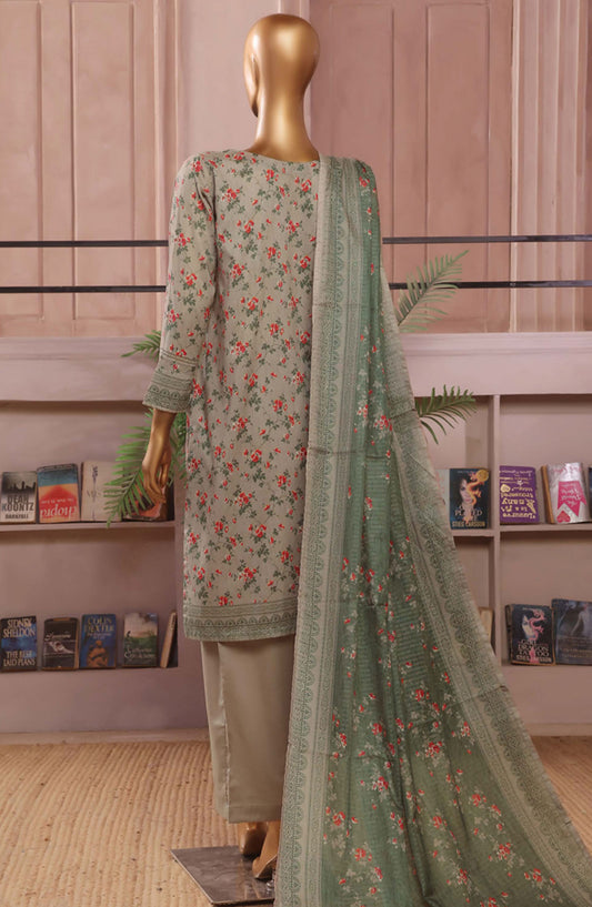 Aashkaaar by HZ Textile Embroidered Lawn Stitched 3 Piece Suit - PEC-109 Beige Green - HZ25ASHV3 - Green - Summer Collection