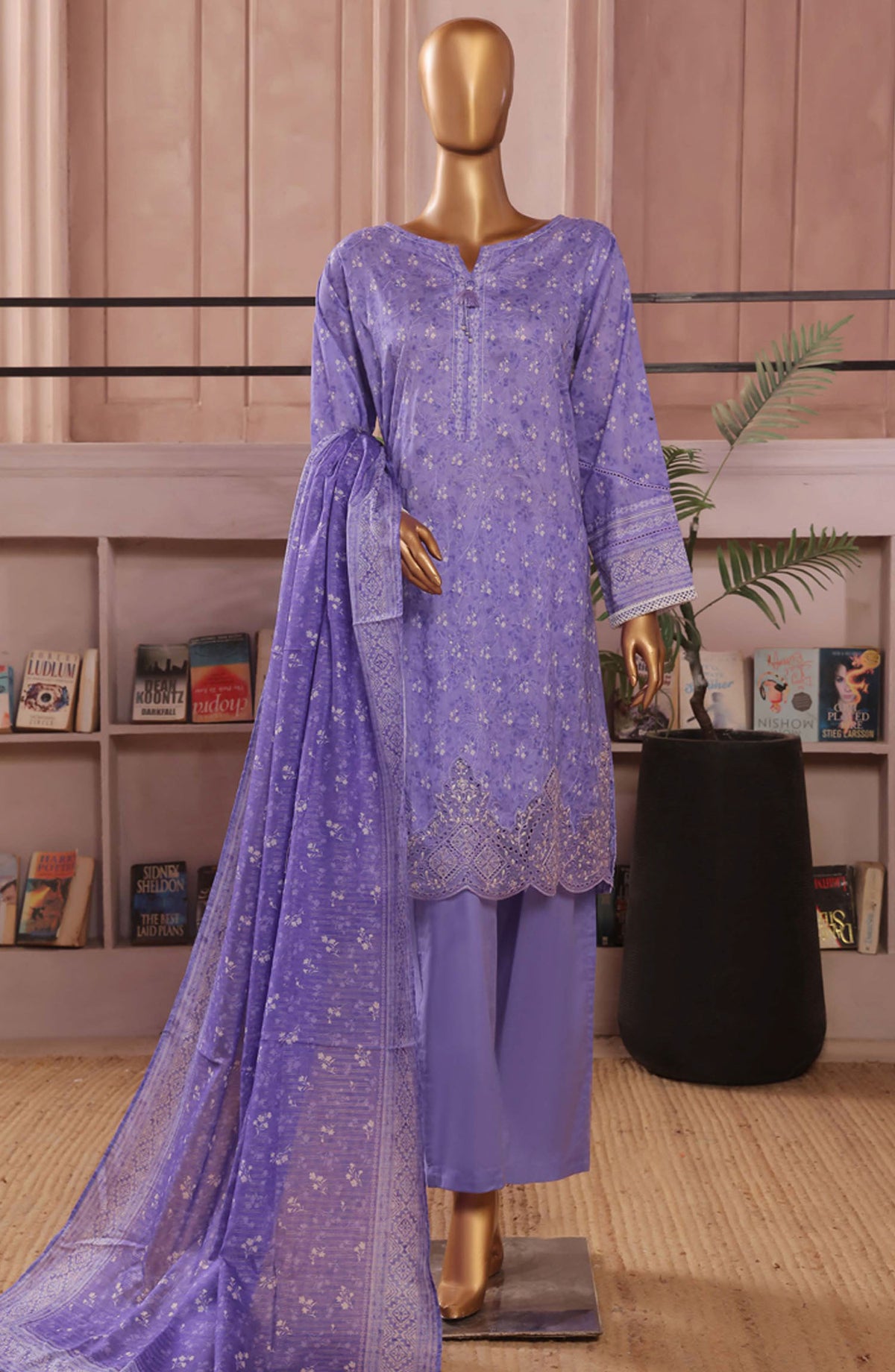 Aashkaaar by HZ Textile Embroidered Lawn Stitched 3 Piece Suit - PEC-110 Neon Purple - HZ25ASHV3 - Purple - Summer Collection