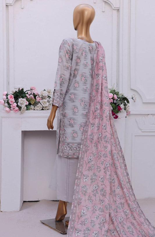 Aashkaar by HZ Textile Embroidered Lawn Stitched 3 Piece Suit - PEC-117 Dusty Grey - HZ25ASHK - Grey - Summer Collection
