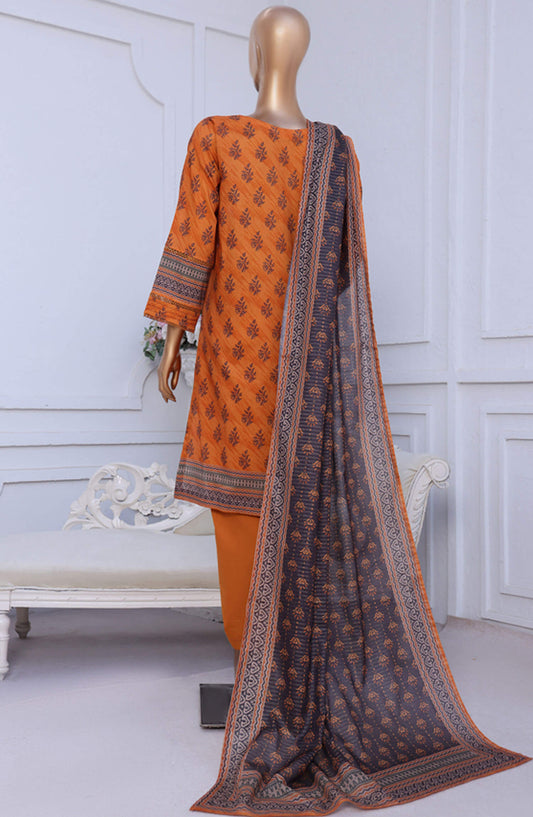 Aashkaar by HZ Textile Embroidered Lawn Stitched 3 Piece Suit - PEC-118 Dull Mustard - HZ25ASHK - Orange - Summer Collection