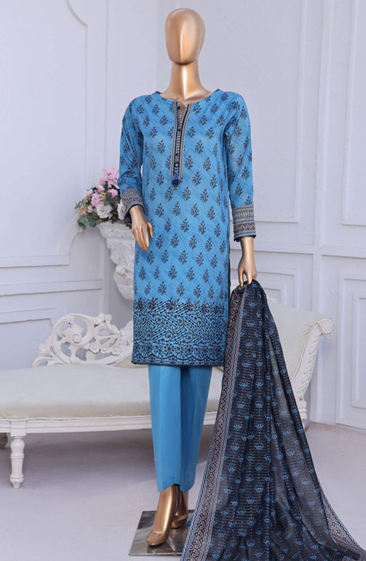 Aashkaar by HZ Textile Embroidered Lawn Stitched 3 Piece Suit - PEC-119 Ink Blue - HZ25ASHK - Blue - Summer Collection