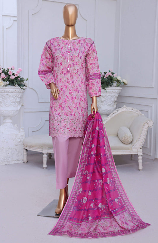 Aashkaar by HZ Textile Embroidered Lawn Stitched 3 Piece Suit - PEC-123 Mult Pink - HZ25ASHK - Pink - Summer Collection