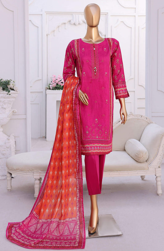 Aashkaar by HZ Textile Embroidered Lawn Stitched 3 Piece Suit - PEC-124 Shocking Pink - HZ25ASHK - Pink - Summer Collection