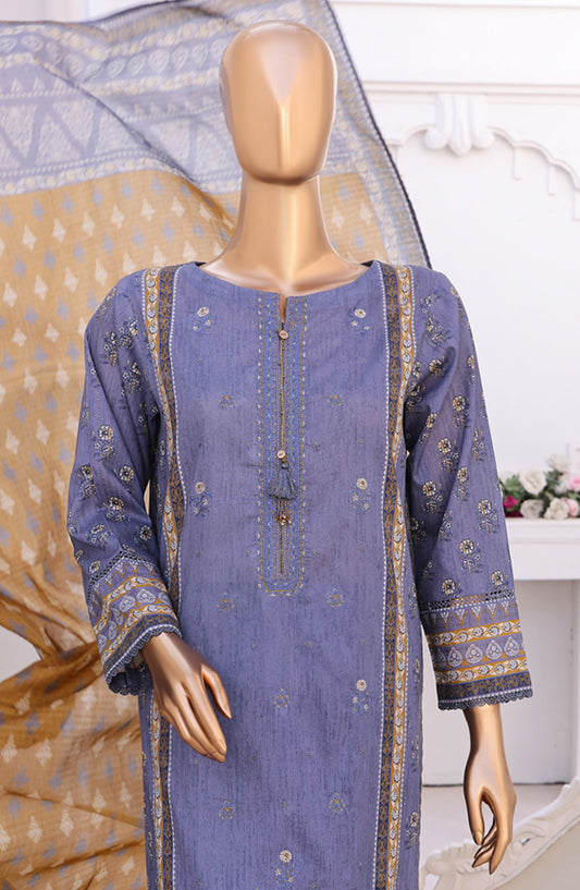 Aashkaar by HZ Textile Embroidered Lawn Stitched 3 Piece Suit - PEC-125 Stone Grey - HZ25ASHK - Grey - Summer Collection