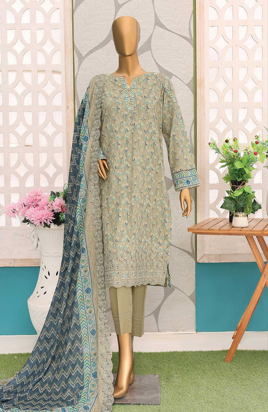HZ Textile Embroidered Lawn Unstitched 3 Piece - PEC-141 - HZ25PEL - Green - Summer Collection