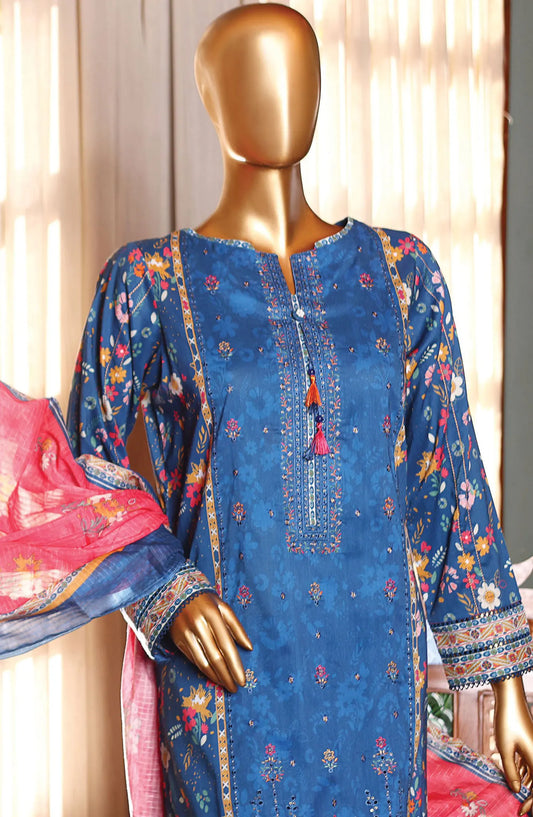 HZ Premium Emb Lawn Shirt with Fancy Printed Dupatta Collection - PEC-182