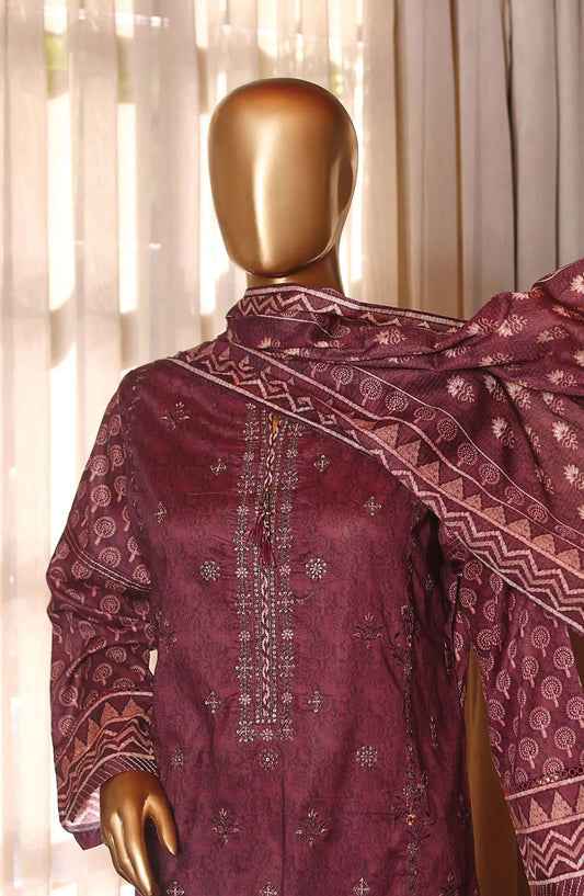 HZ Premium Emb Lawn Shirt with Fancy Printed Dupatta Collection - PEC-184